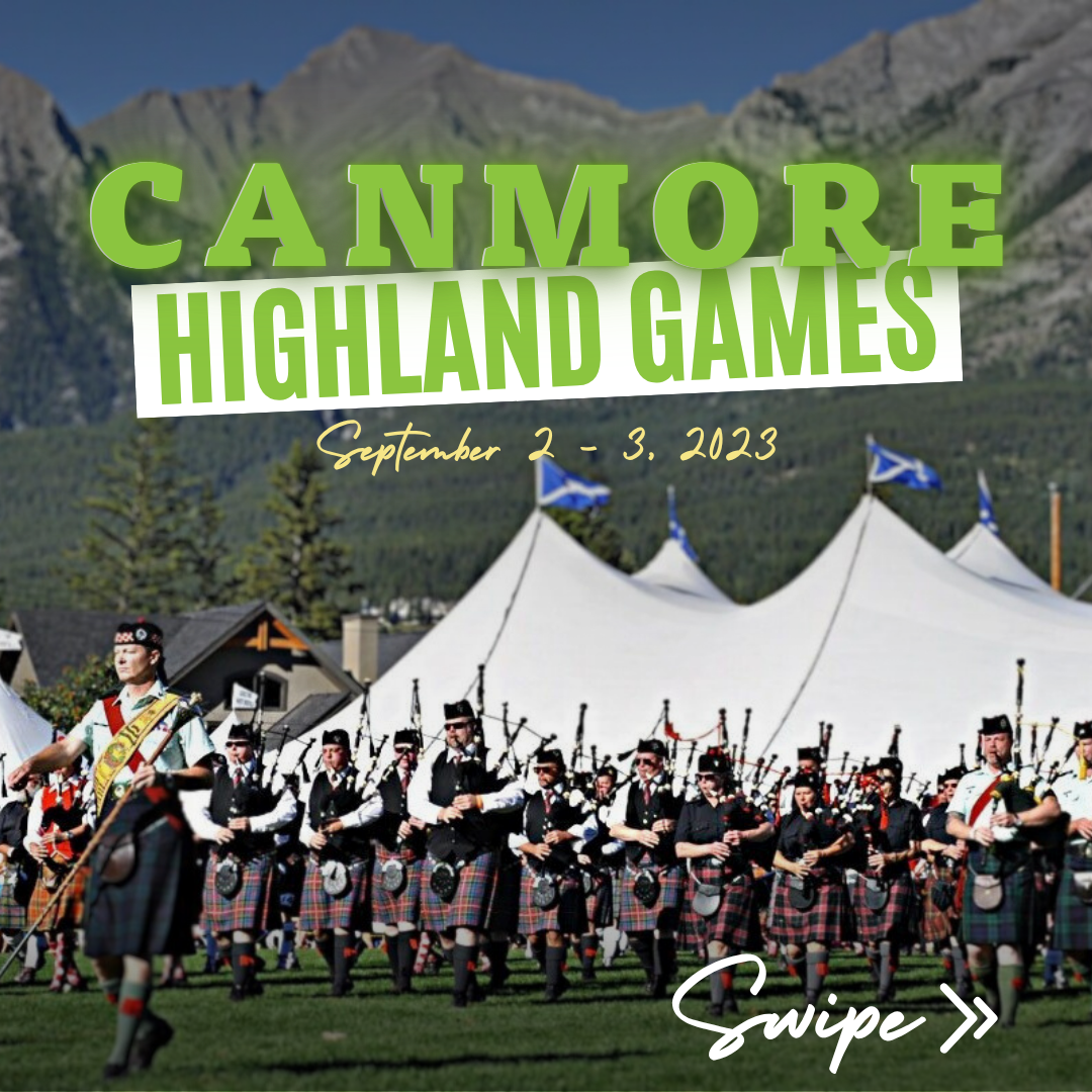 Activities carousel cover — Canmore Highland Games, September 2–3, 2023.