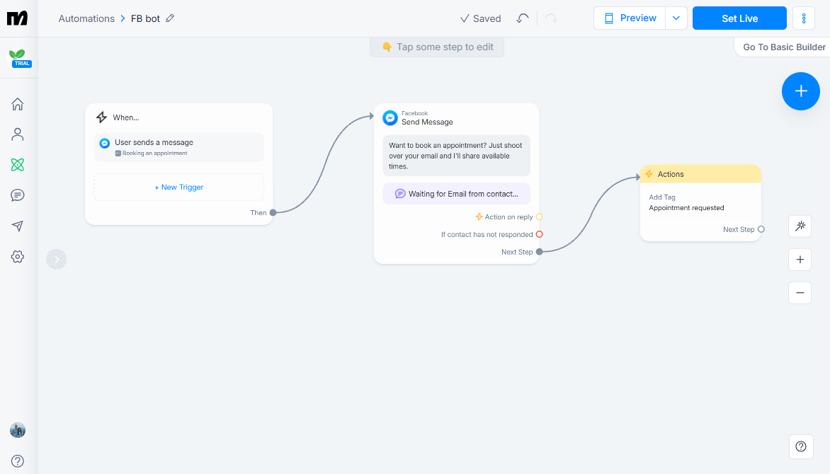 DM to booked appointments workflow